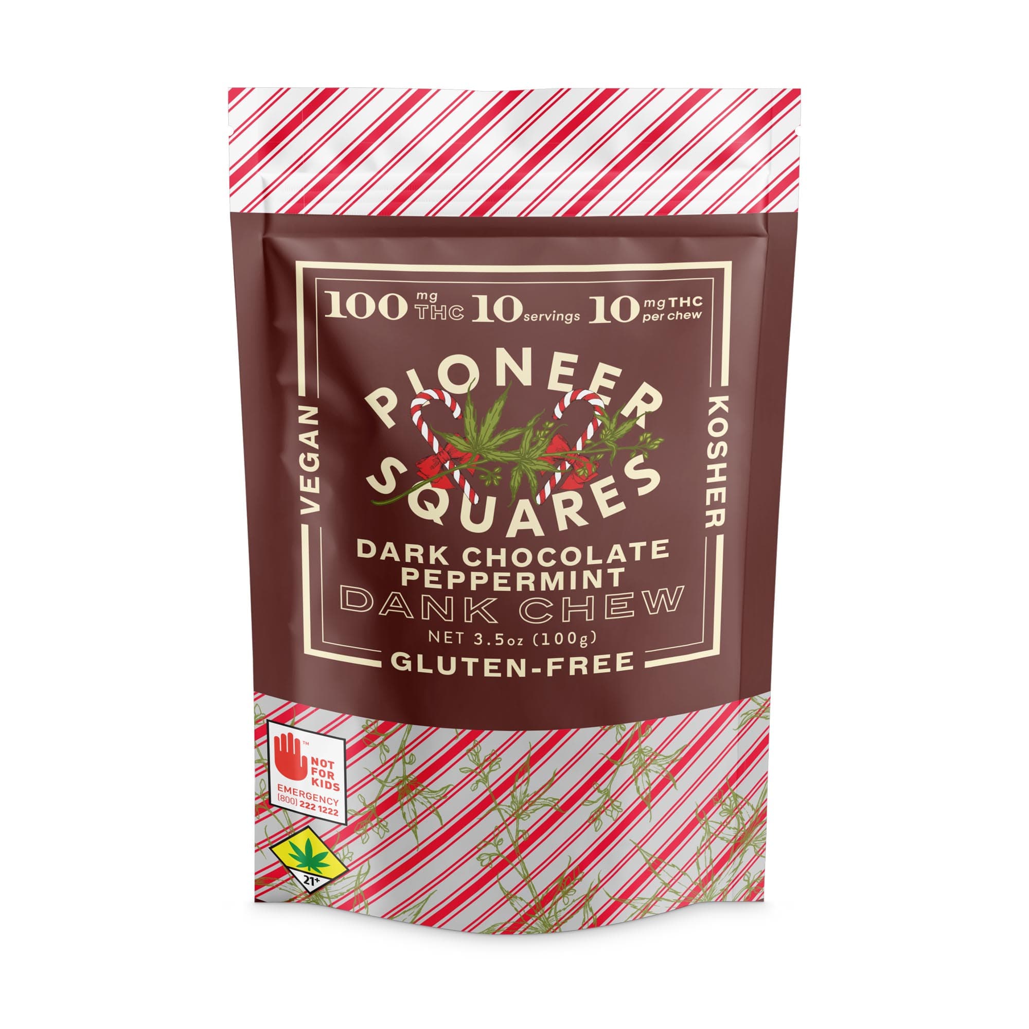 100mg - 10pk - Dark Chocolate Peppermint  - Pioneer Squares - DOH Edibles - H