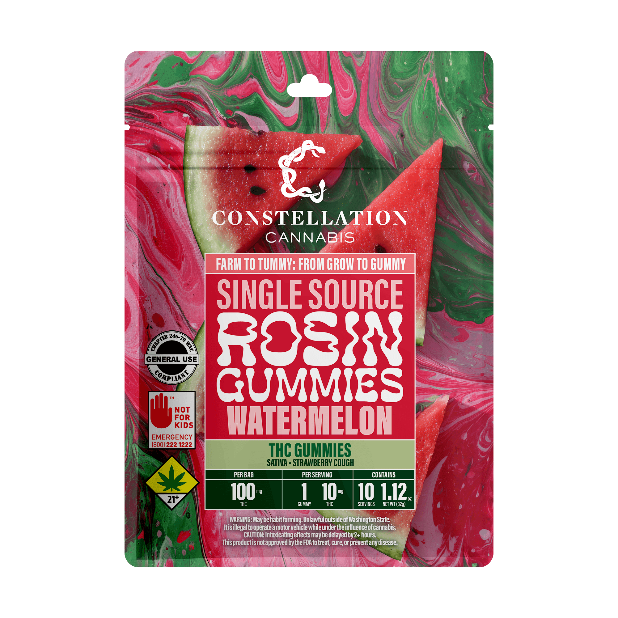 200mg - 1:1 Strawberry Kiwi - Constellation Cannabis - Moonshot - DOH Edibles (Liquid) - CBG