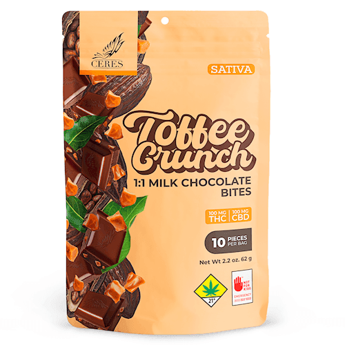 200mg - 10pk - 1:1 CBD Toffee Crunch - Ceres - DOH Edibles (Solid) - I