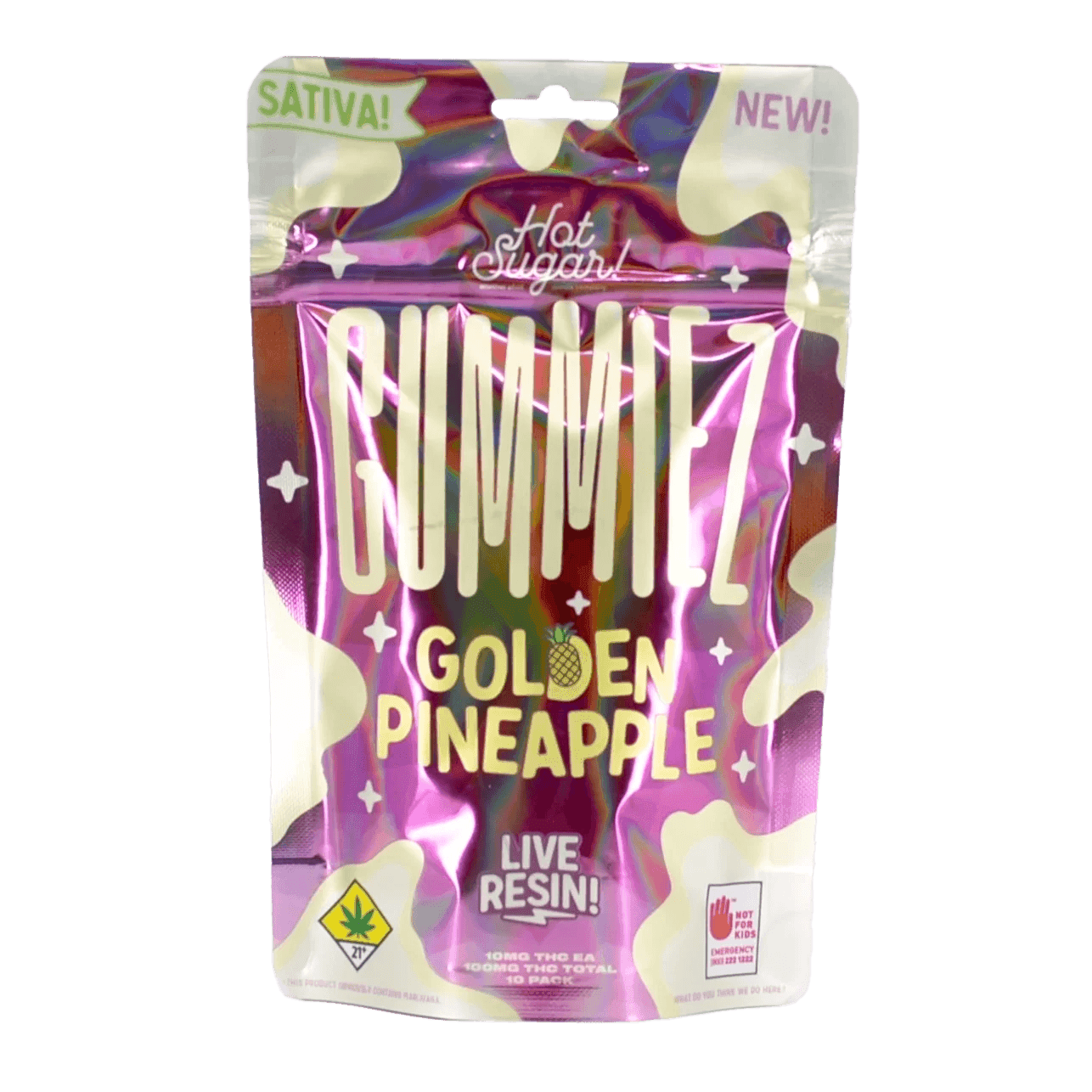 10pk - Golden Pineapple - Hot Sugar - DOH Edible - Gummies - (S)