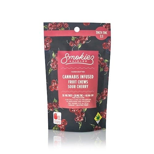 100mg - 10pk - 1:1 Sour Cherry - Smokiez - DOH Edibles (Solid) - Gummiez - THCV:THC