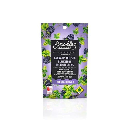 100mg - 10pk - Blackberry - Smokiez - DOH Edibles (Solid) - Fruit Chews - I