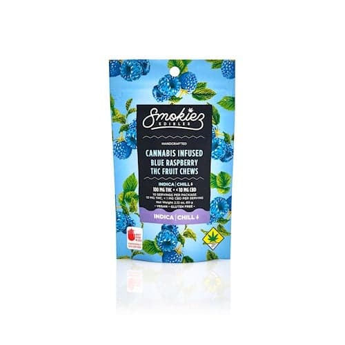100mg - 10pk - Blue Raspberry - Smokiez - DOH Edible - Fruit Chews - I
