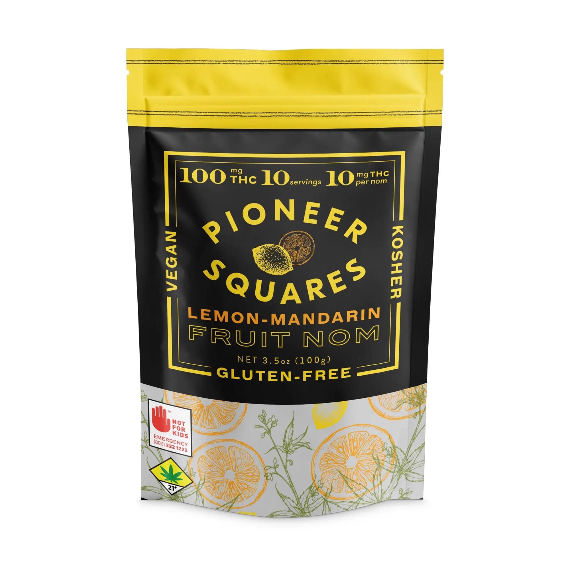 100mg - 10pk - Lemon Mandarin - Pioneer Square - DOH Edibles (Solid) - Fruit Noms - H