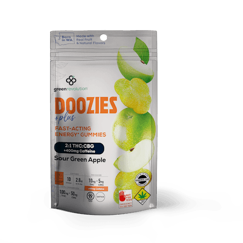 150mg - 10pk - 2:1 Green Apple - Doozies Plus - DOH Edible - THC:CBG