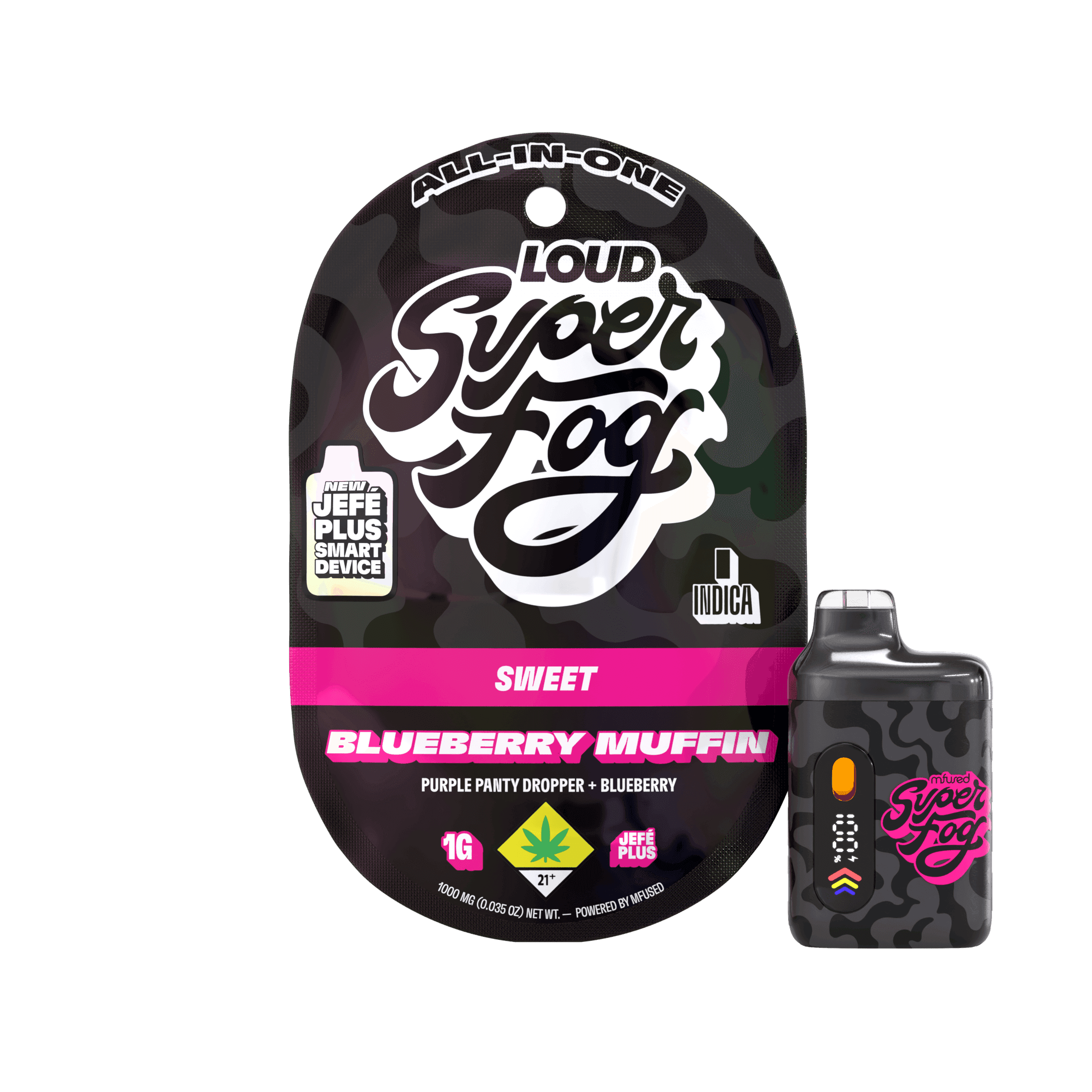 1g - Blueberry Muffin "Sweet" - Super Fog Loud - DOH Cartridge - Disposable - HTE - I