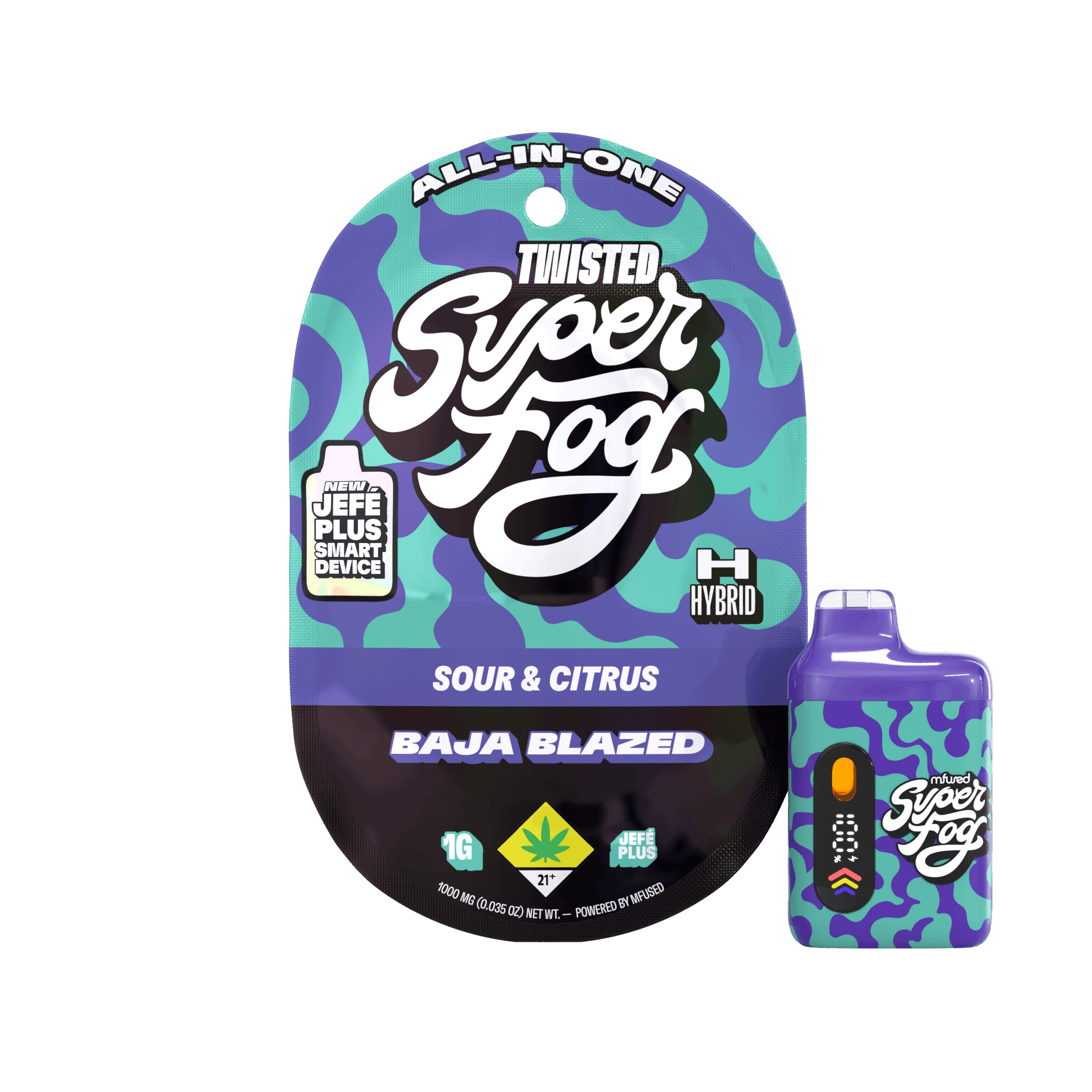 1g - Baja Blazed "Sour & Citrus" - Super Fog Twisted - DOH Cartridge - Disposable - Liquid Diamonds - H