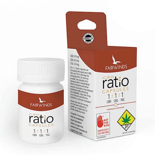10pk - 1:1:1 Ratio - Fairwinds - DOH Edible (Solid) - Capsule - CBG:CBD:THC
