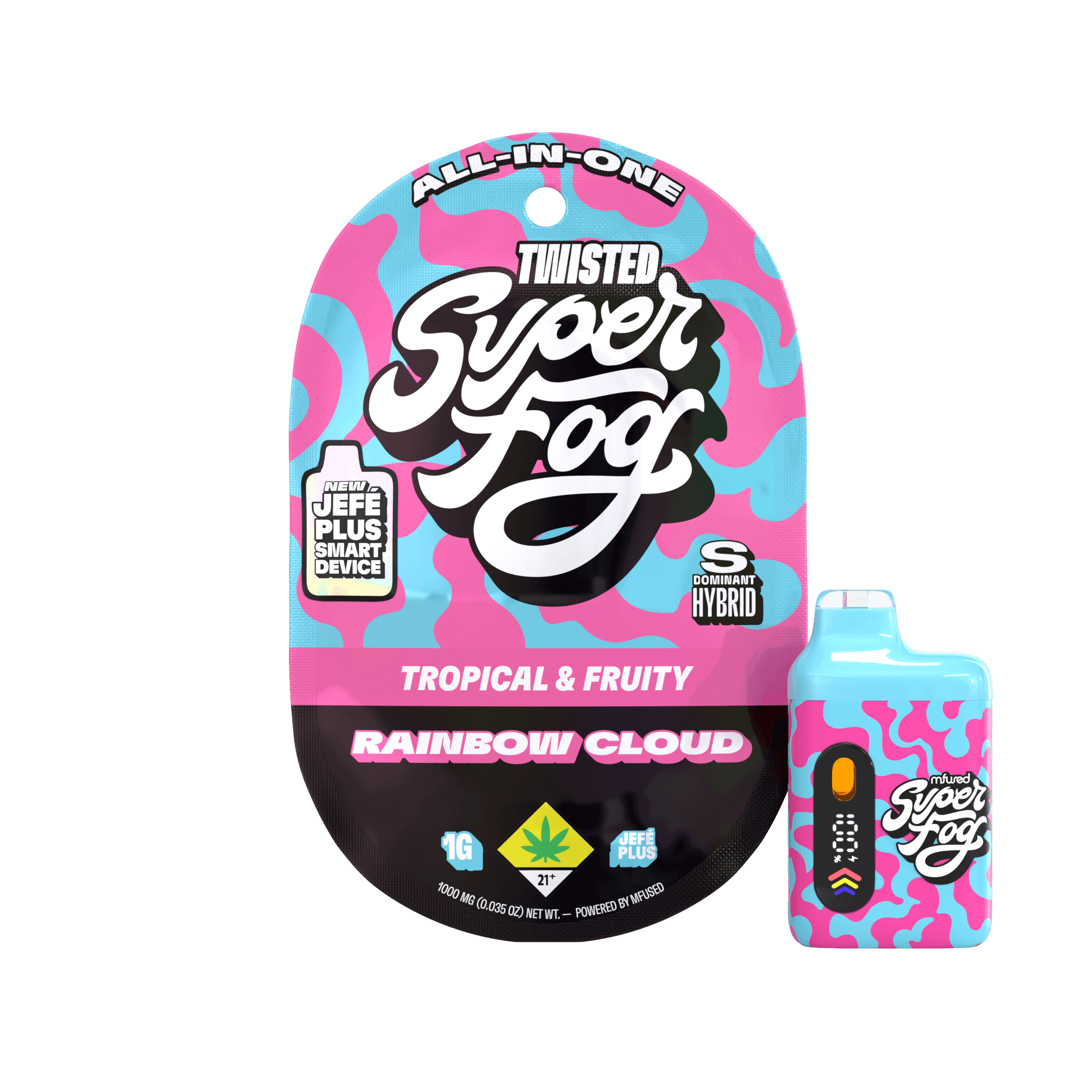 1g - Rainbow Cloud "Sweet Tartz" - Super Fog Twisted - DOH Cartridge - Disposable - Liquid Diamonds - SH