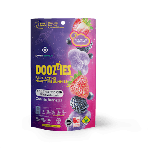 150mg - 10pk - 1:1:1 Cosmic Berriezzz w/Melatonin - Doozies - DOH Edibles - Gummies - THC:CBD:CBN