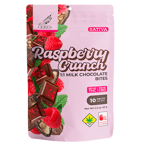 200mg - 10pk - 1:1 CBD Raspberry Crunch Bites - Ceres - DOH Edibles (Solid) - I