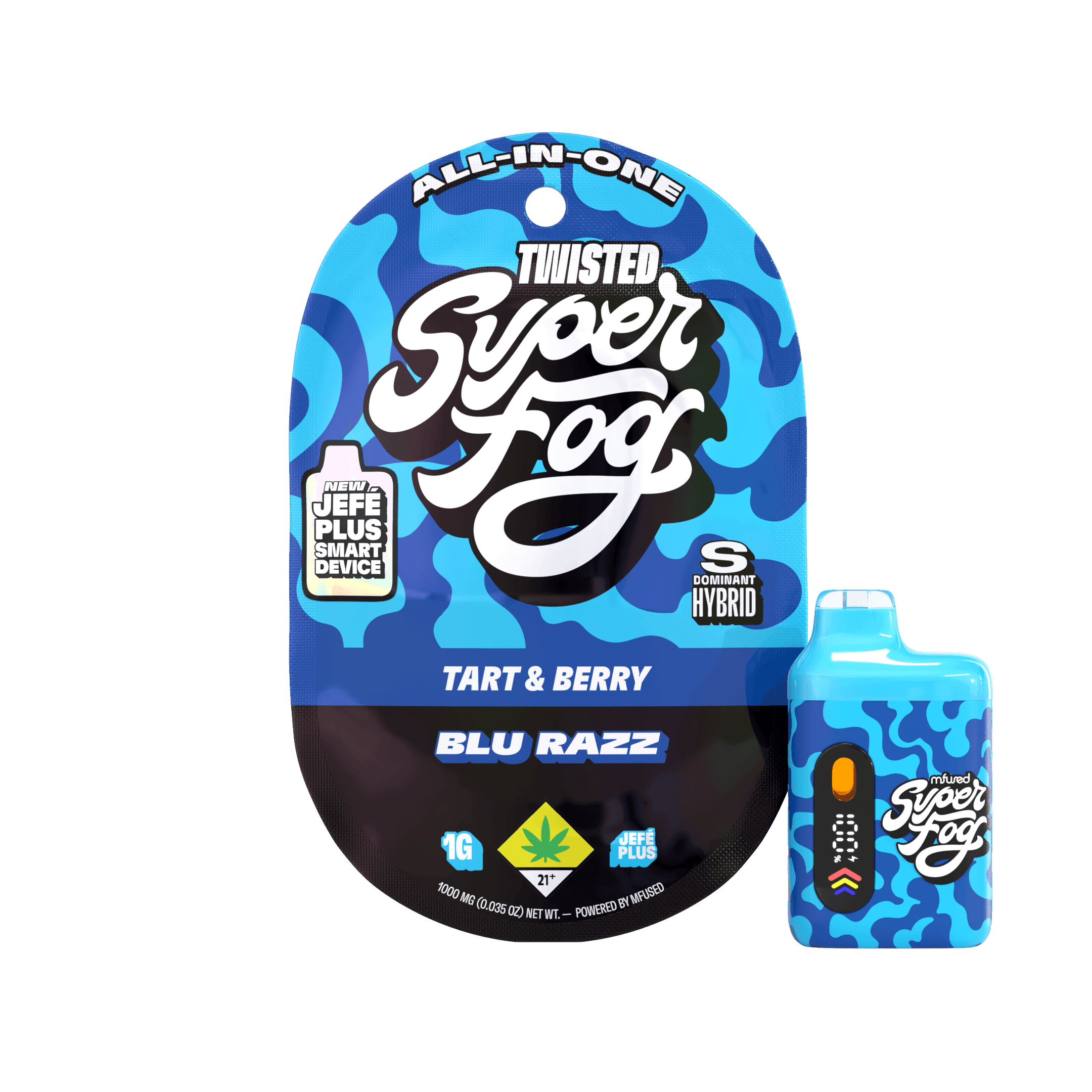 1g - Blu Razz "Tart & Berry" - Super Fog Twisted - DOH Cartridge - Tanker - (S)