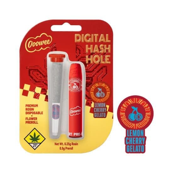 .75g - Lemon Cherry Gelato - Digital Hash Hole - Ooowee - DOH Infused Pre-Roll - H