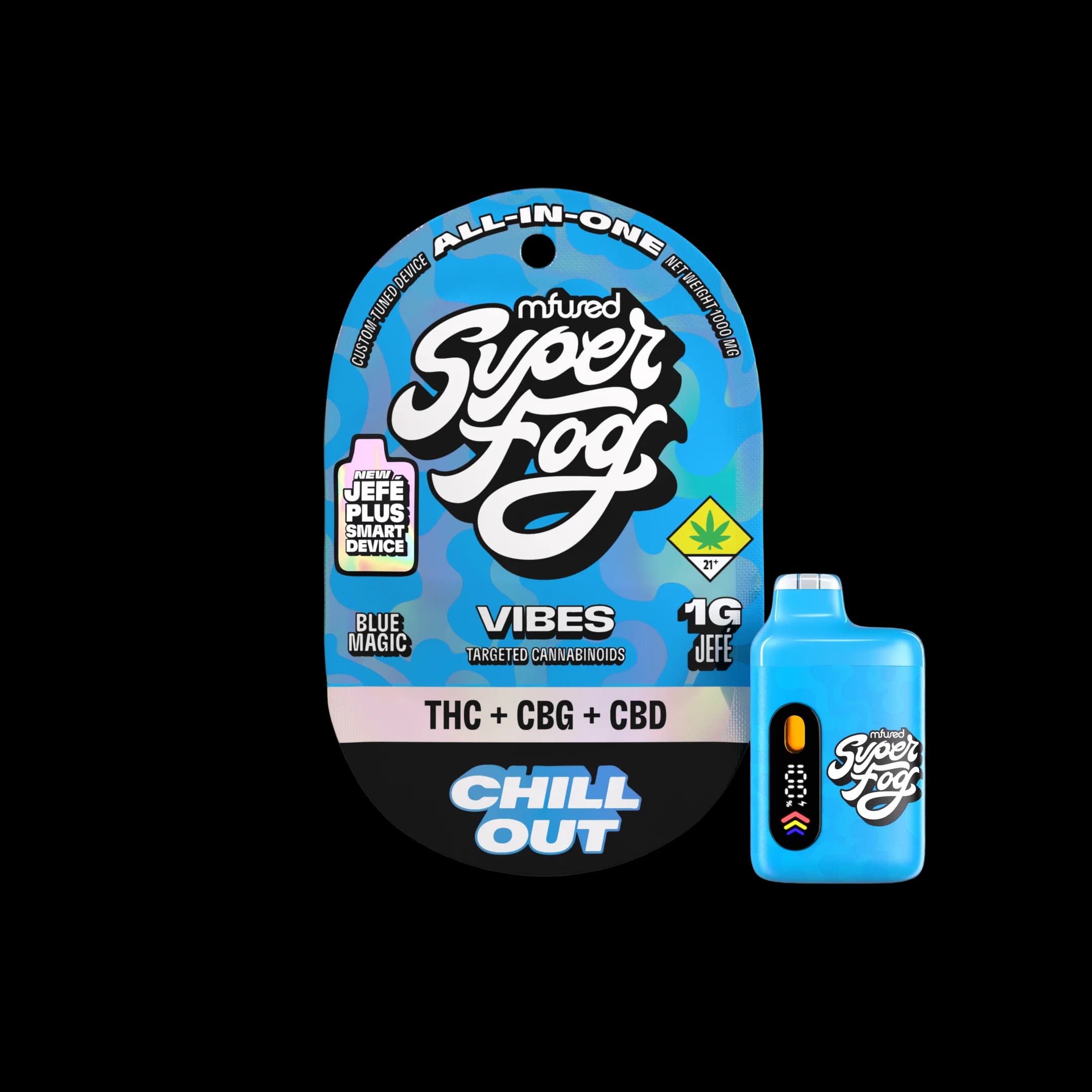 1g - 4:1:1 Chill Out "Blue Magic" - Super Fog Vibes - DOH Cartridge - Disposable - THC:CBD:CBG
