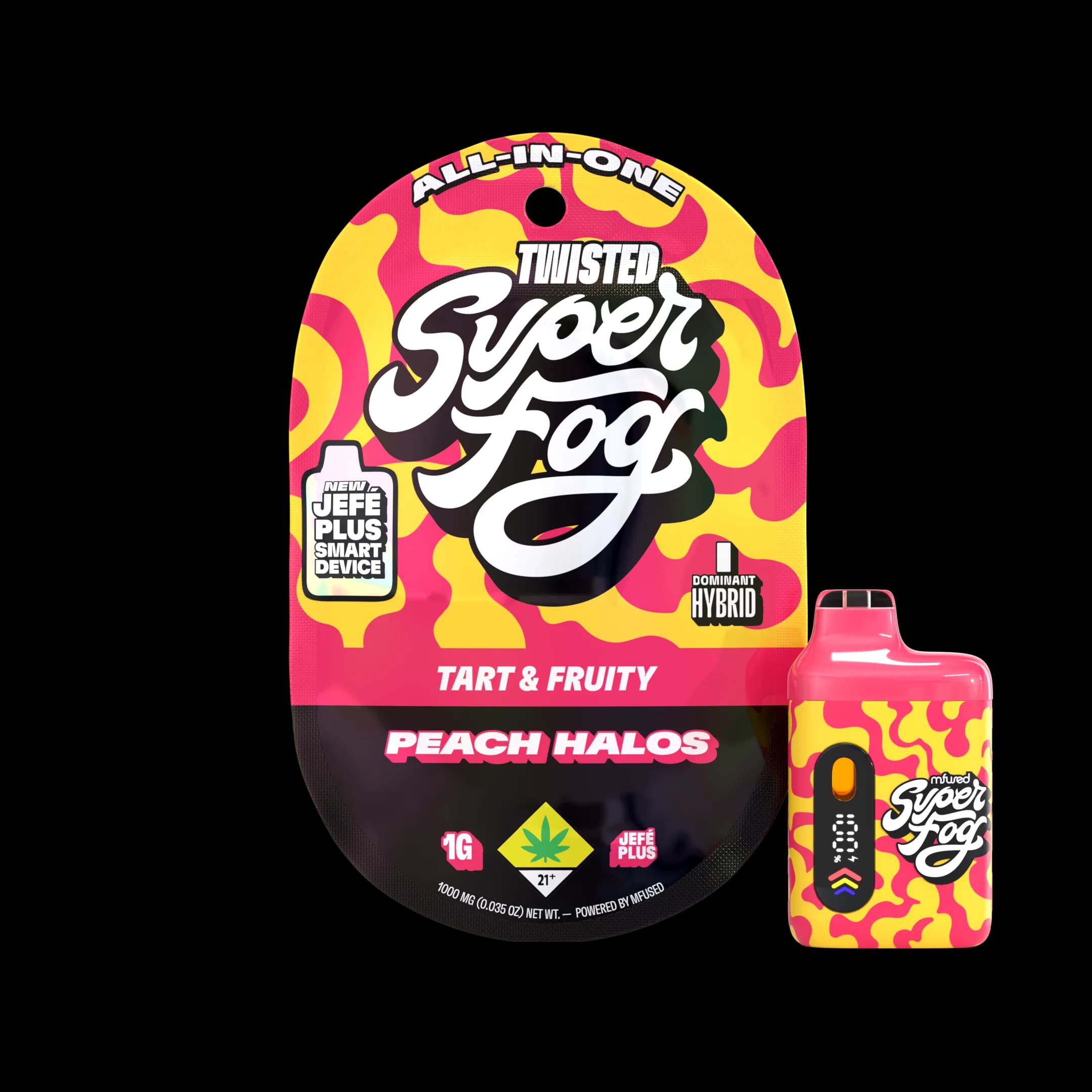 1g - Peach Halos "Tart & Fruity" - Super Fog Twisted - DOH Cartridge - Disposable - Liquid Diamonds - (IH)